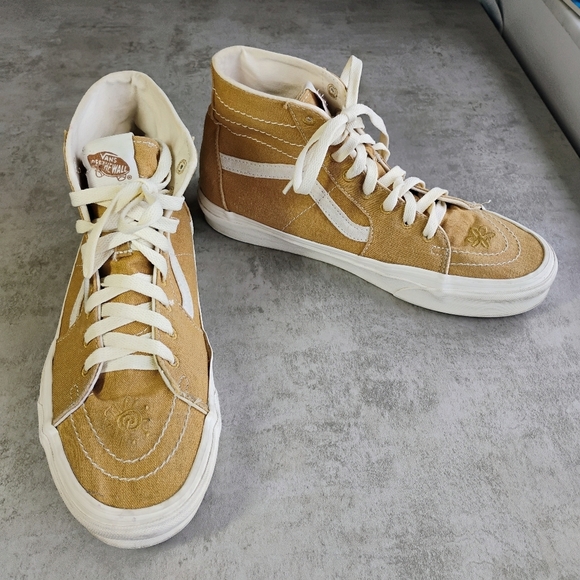 Vans X Peace Leaf Eco High Top Sneakers Womens 9.5 Mens 8 Hemp Blend Sustainable - Picture 15 of 15